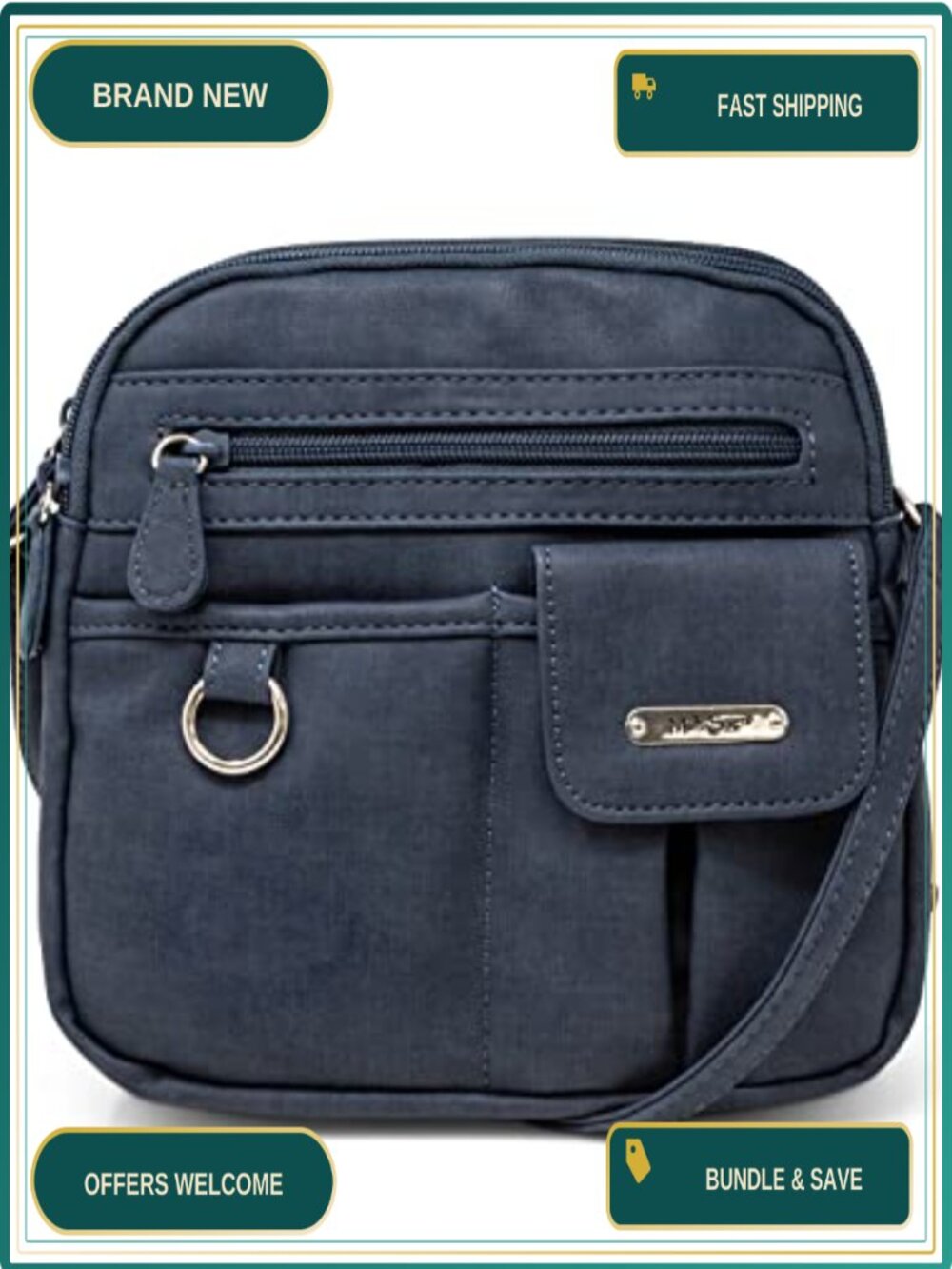 Vegan Leather North South Mini Zip Around Crossbody Bag